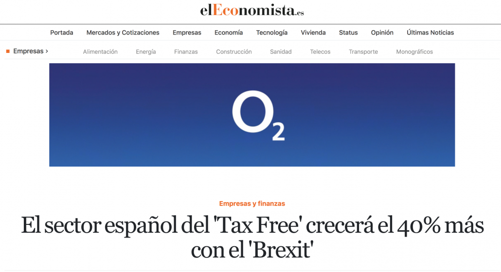 "El sector español del 'Tax Free' crecerá el 40% más con el 'Brexit'" - Octubre 2019